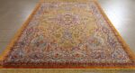 fine silk and gold thread vintage tabriz persian rug 51055 full Namziyal