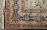 fine square gonbad design vintage silk tabriz persian rug 51050 corner Nazmiyal