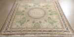 fine square gonbad design vintage silk tabriz persian rug 51050 full Nazmiyal