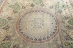 fine square gonbad design vintage silk tabriz persian rug 51050 medallion Nazmiyal