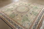 fine square gonbad design vintage silk tabriz persian rug 51050 side Nazmiyal
