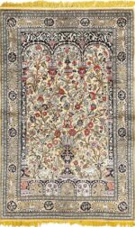 fine tree of life design vintage silk souf qum persian rug 51048 Nazmiyal