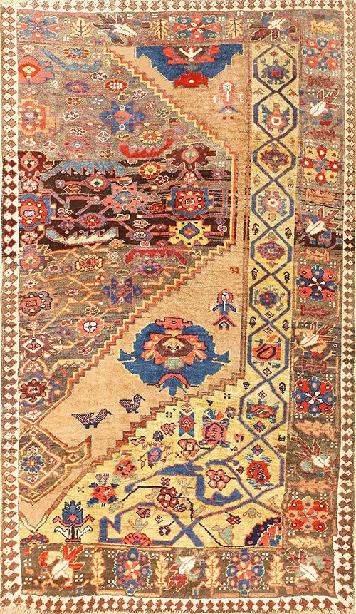 Tribal Rug with Small Scale Human Figures and Animal Design Patterns Persian Tribal Small Scale Human Figures and Animal Design Patterns by Nazmiyal