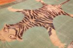 shabby chic tiger design antique indian rug 49219 closeup Nazmiyal