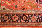 vintage silk heriz persian rug 49248 border Nazmiyal