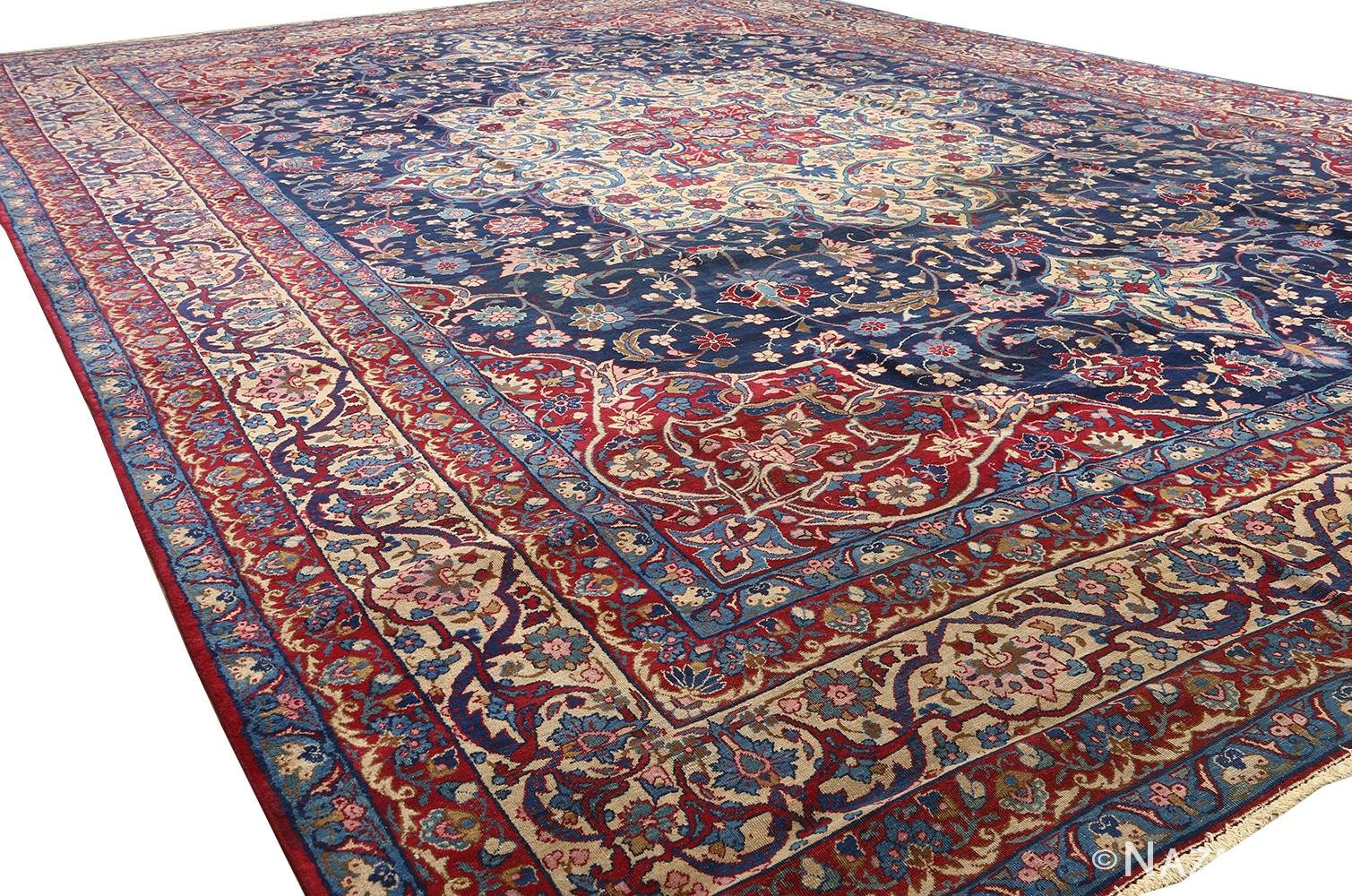 Antique Blue Background Isfahan Persian Rug 51066 Antique Blue Background Isfahan Persian Rug 51066