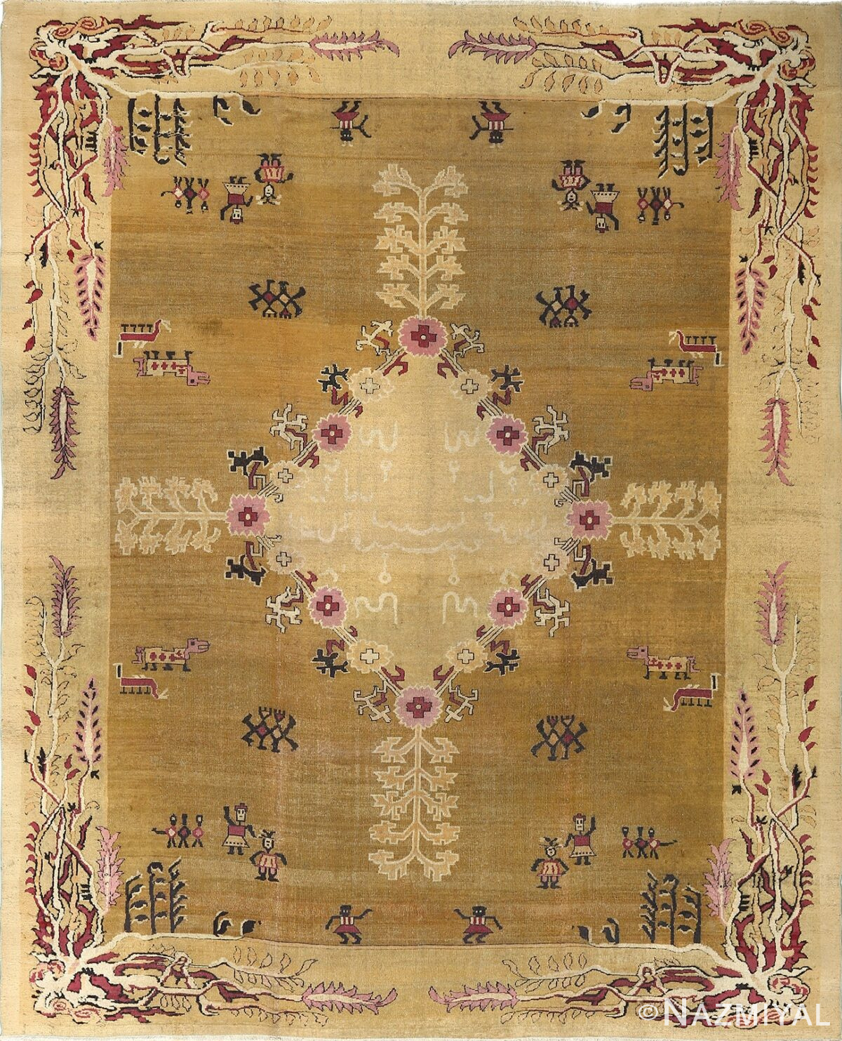 antique tribal agra indian rug 51063 Nazmiyal
