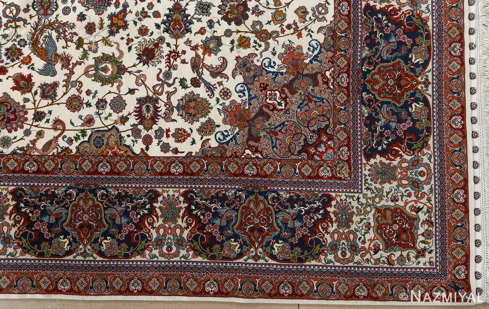 fine ala baf vintage tabriz persian rug 51046 corner Nazmiyal
