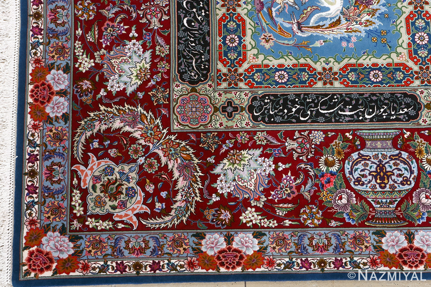 fine golestan design vintage tabriz persian rug 51028 corner Nazmiyal