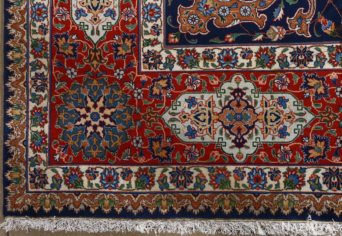 fine navy background vintage tabriz persian rug 51038 corner Nazmiyal