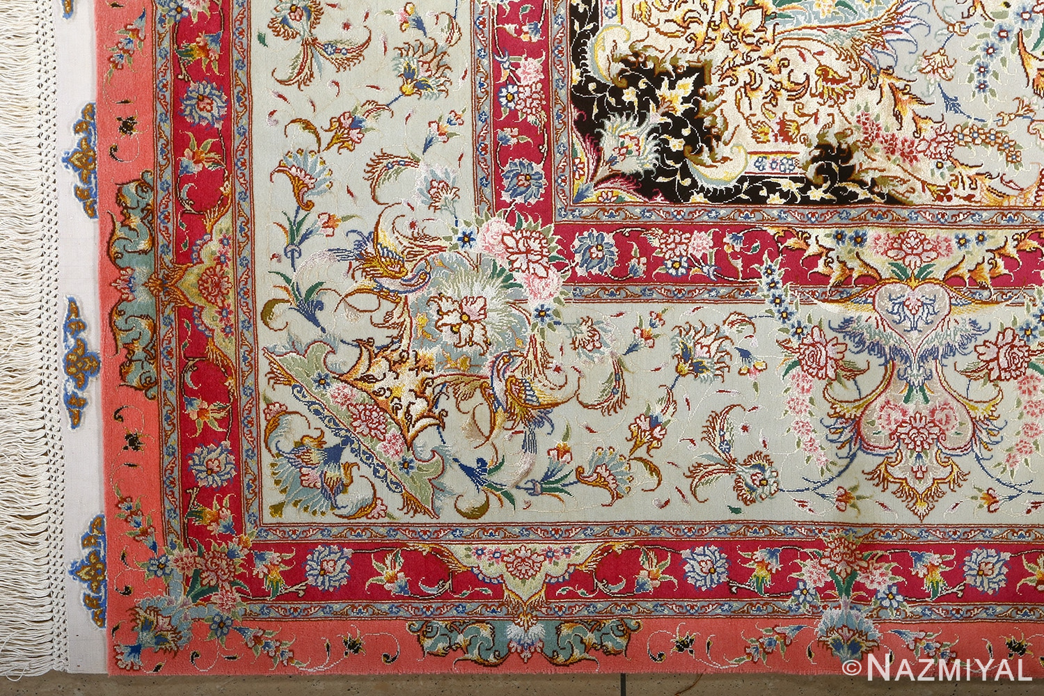 fine shadkam vintage tabriz persian rug 51032 corner Nazmiyal