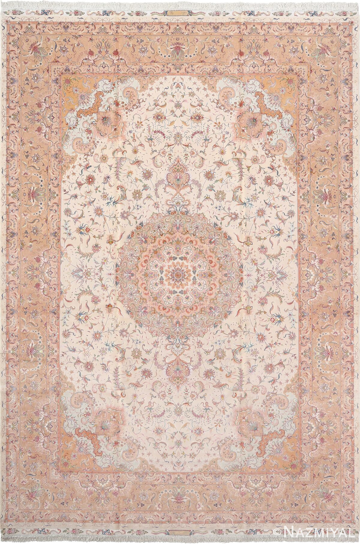 Fine Soft Color Large Vintage Tabriz Persian Floral Rug #51029 by Nazmiyal Antique Rugs