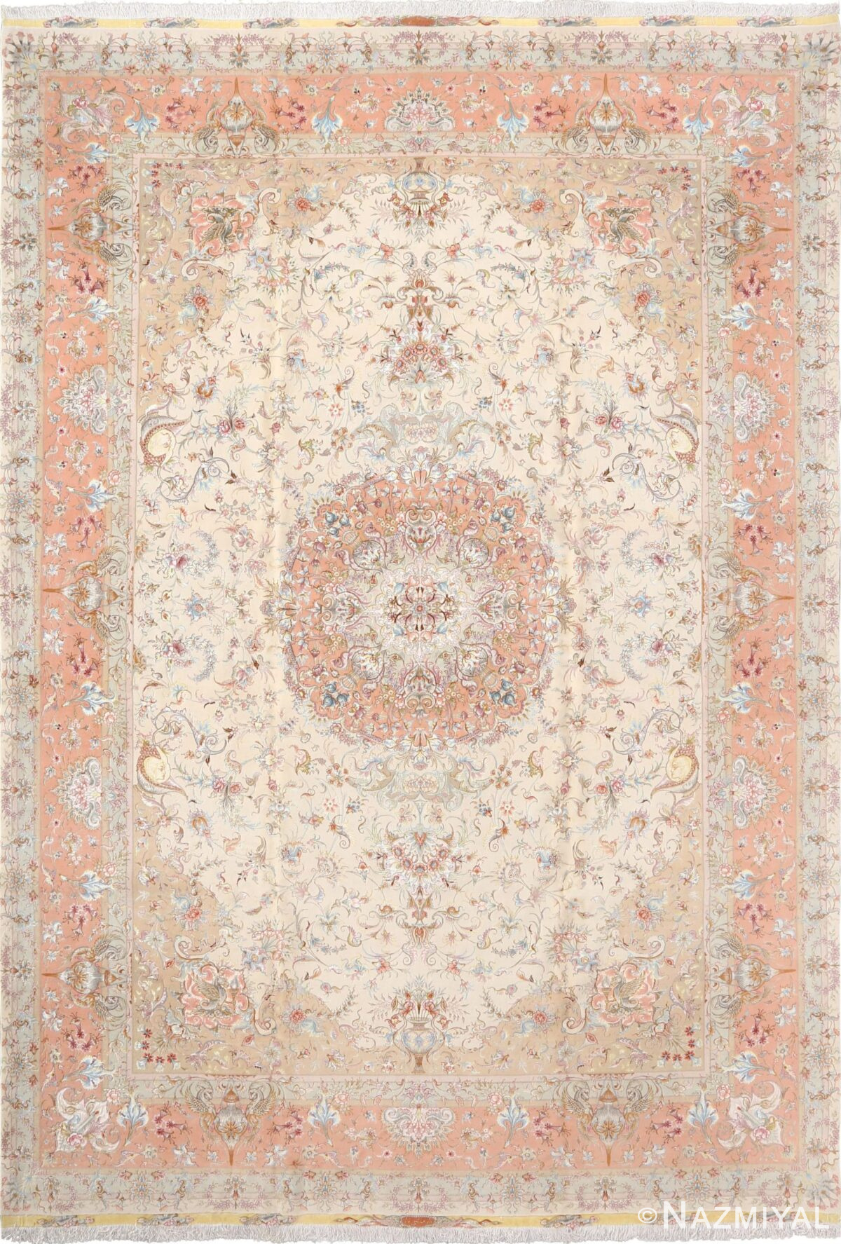 Fine Large Vintage Persian Wool And Silk Tabriz Rug #51034 by Nazmiyal Antique Rugs