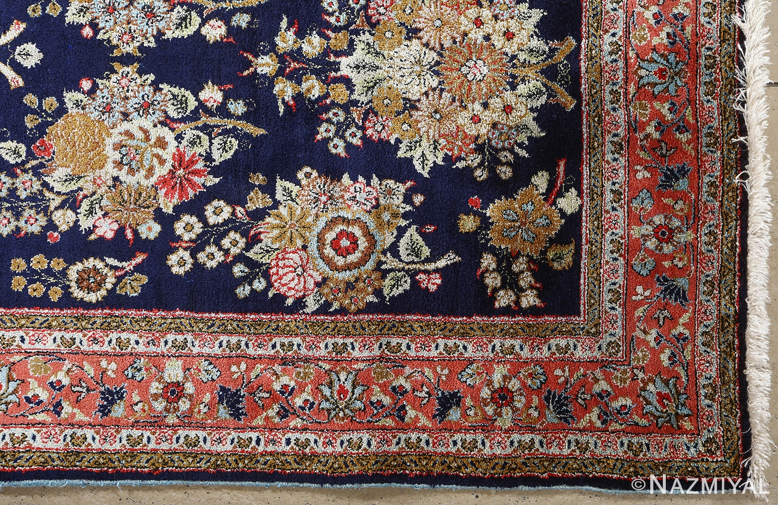 fine silk vintage qum persian rug runner 51059 corner Nazmiyal