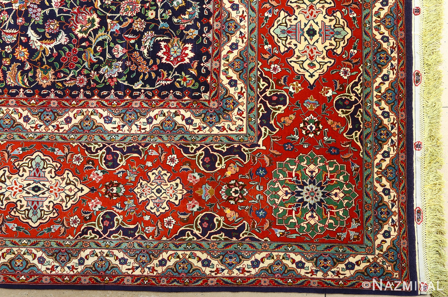 fine zohreh design vintage tabriz persian rug 51047 corner Nazmiyal