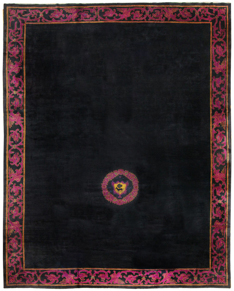 Art Deco Chinese Rug with Dragon Border, Nazmiyal Art Deco Chinese Rug with Dragon Border, Nazmiyal