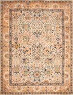 antique ivory agra indian rug 49217 Nazmiyal