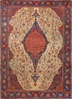 antique ivory background sarouk farhan persian rug 51094 Nazmiyal