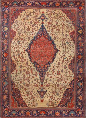 antique ivory background sarouk farhan persian rug 51094 Nazmiyal