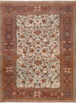 antique ivory background sultanabad persian rug 51101 Nazmiyal