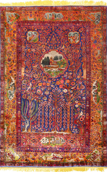 Antique Tafazoli Silk Kashan Persian Rug, Nazmiyal Antique Tafazoli Silk Kashan Persian Rug, Nazmiyal