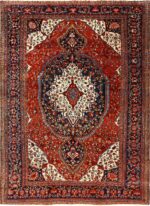 antique red background sarouk farahan persian rug 51095 Nazmiyal