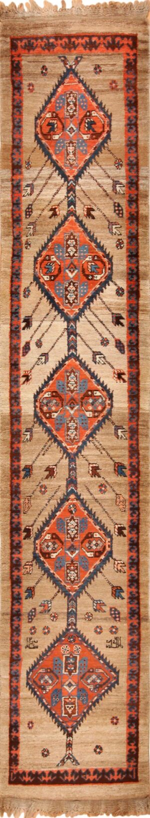 camel hair antique bakshaish runner rug 49277 Nazmiyal