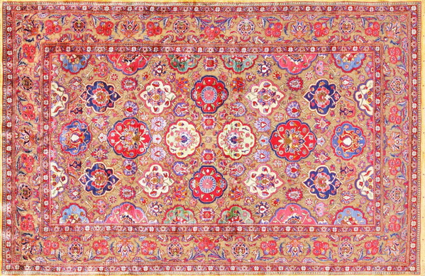 Fine Antique Silk and Metalic Thread Persian Souf Kashan Rug, Nazmiyal Fine Antique Silk and Metalic Thread Persian Souf Kashan Rug, Nazmiyal