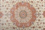 fine ivory background vintage tabriz persian rug 51072 medallion Nazmiyal