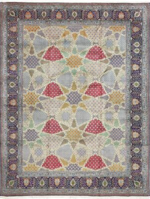Fine Vintage Star Design Persian Tabriz Room Size Rug #51077 by Nazmiyal Antique Rugs
