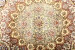 oval silk and gold threading vintage souf tabriz persian rug 51086 center Nazmiyal