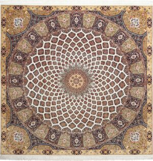 square gonbad design vintage tabriz persian rug 51075 Nazmiyal
