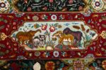 vintage animal motif tabriz persian rug 51107 elephants Nazmiyal