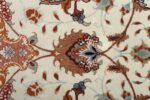 vintage ivory tabriz persian rug 51082 buteh Nazmiyal