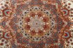 vintage ivory tabriz persian rug 51082 medallion Nazmiyal