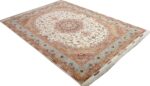 vintage ivory tabriz persian rug 51082 side Nazmiyal
