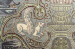 vintage pictorial tabriz persian rug 51105 lion Nazmiyal