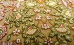 silk and gold threading round vintage tabriz persian rug 51130 raised Nazmiyal