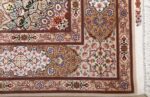 vintage taupe background tabriz persian rug 51108 corner Nazmiyal