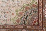 vintage taupe background tabriz persian rug 51108 pattern Nazmiyal