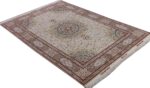 vintage taupe background tabriz persian rug 51108 side Nazmiyal