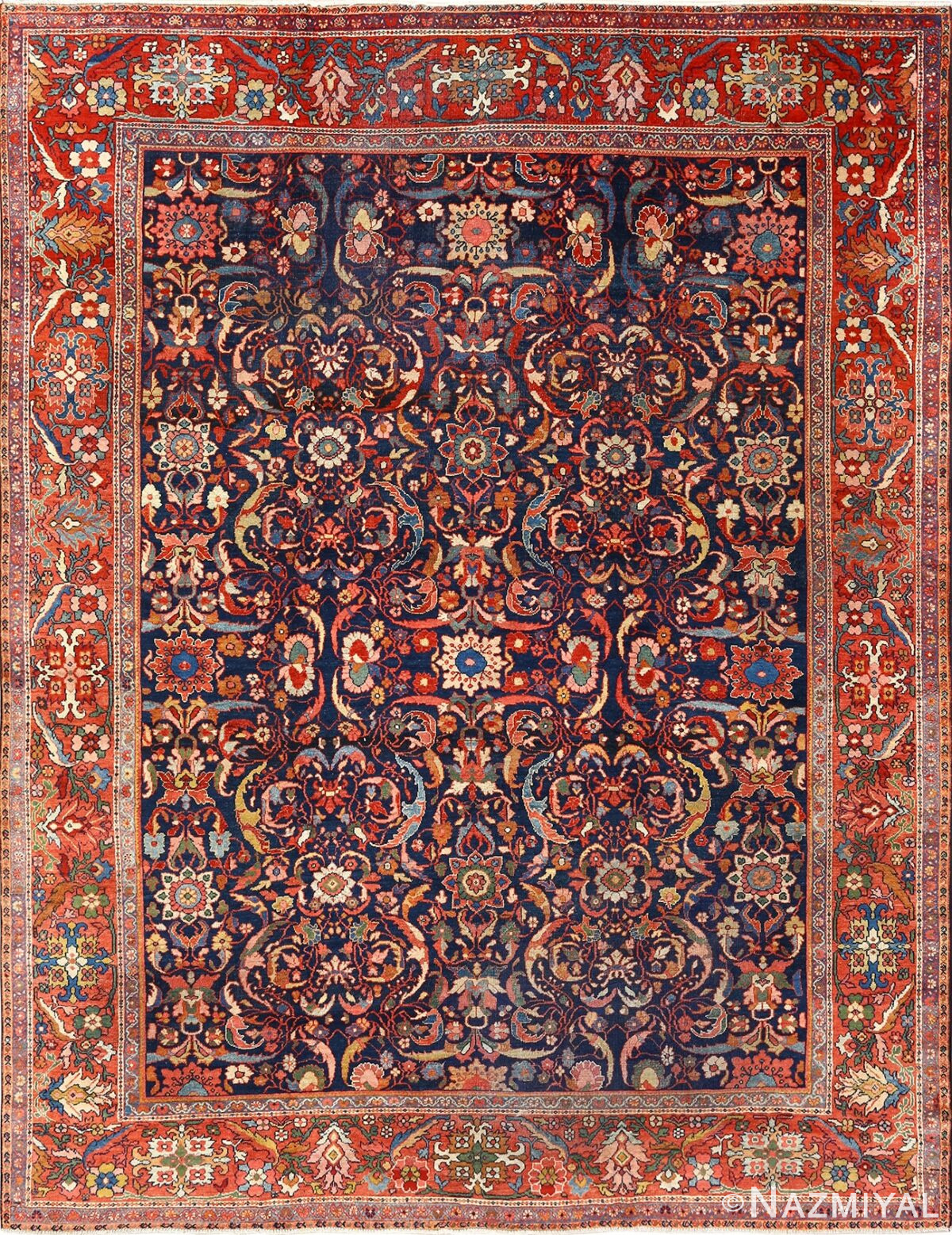 antique navy sultanabad persian rug 51096 Nazmiyal