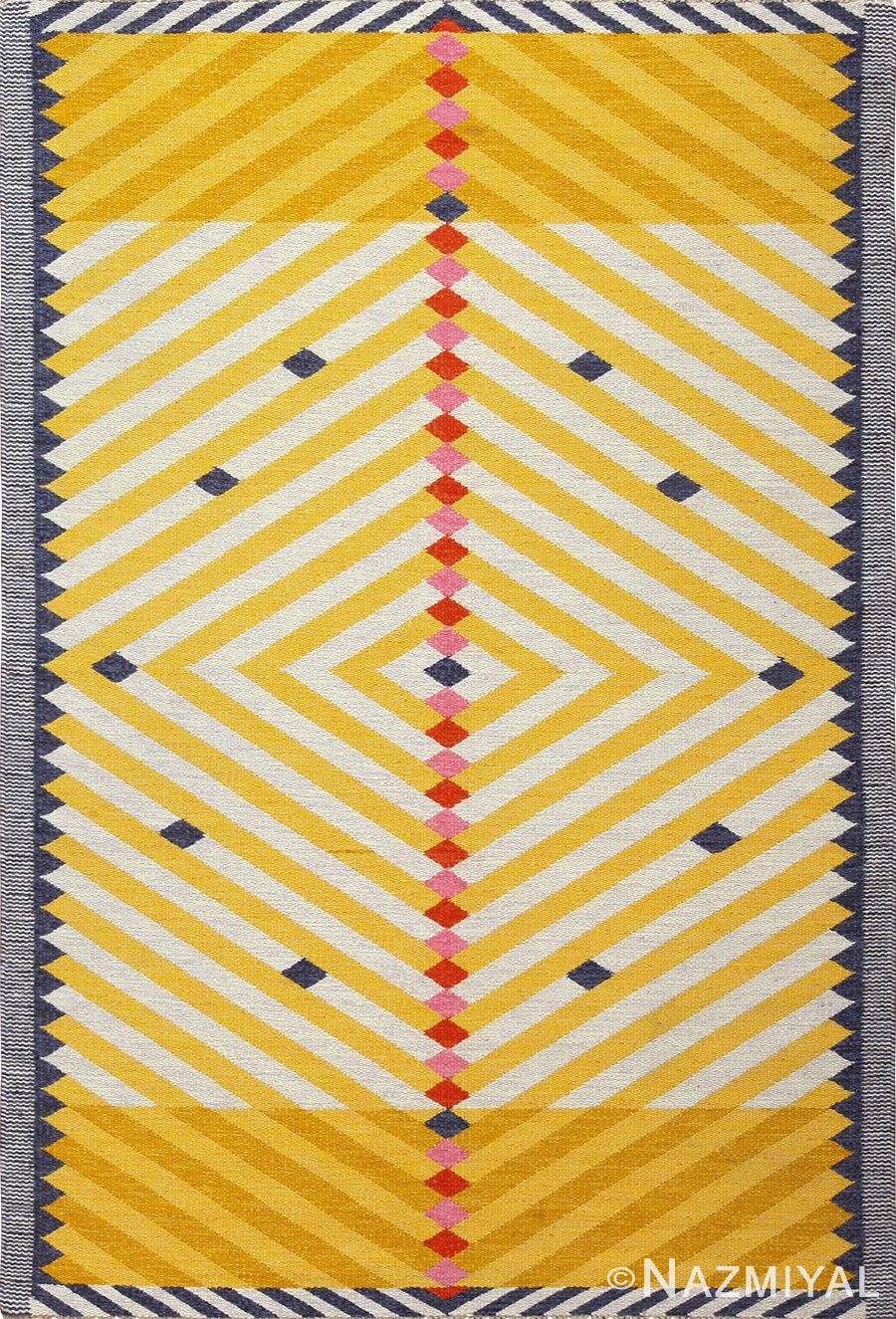 berit woelfer designed vintage flat weave swedish scandinavian kilim 49264 Nazmiyal