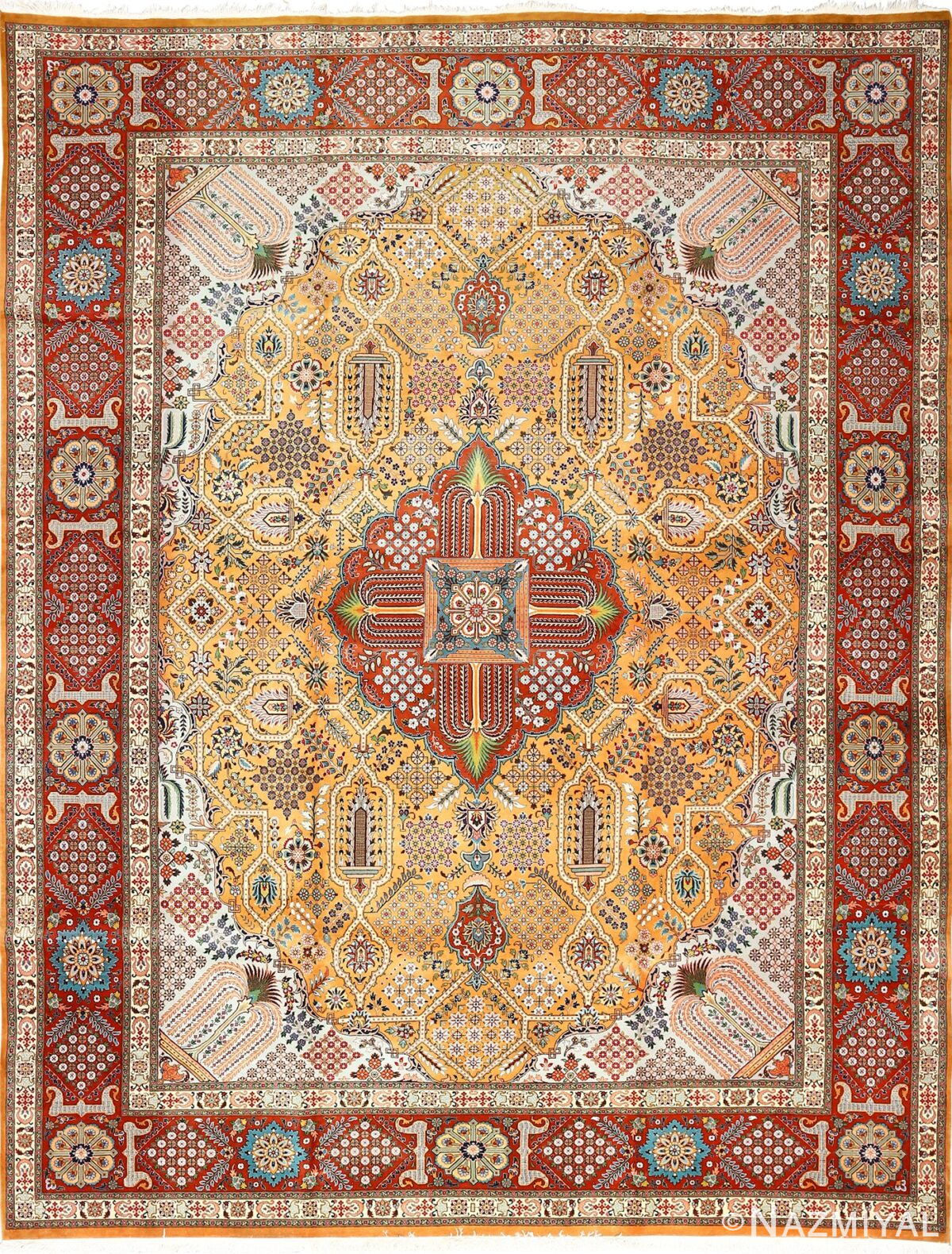 by Nazmiyal Antique RugsFine Gold Color Kork Wool Vintage Persian Tabriz Rug #51069