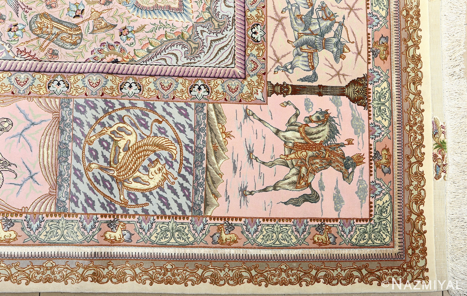 fine pictorial vintage tabriz persian rug 51070 corner Nazmiyal