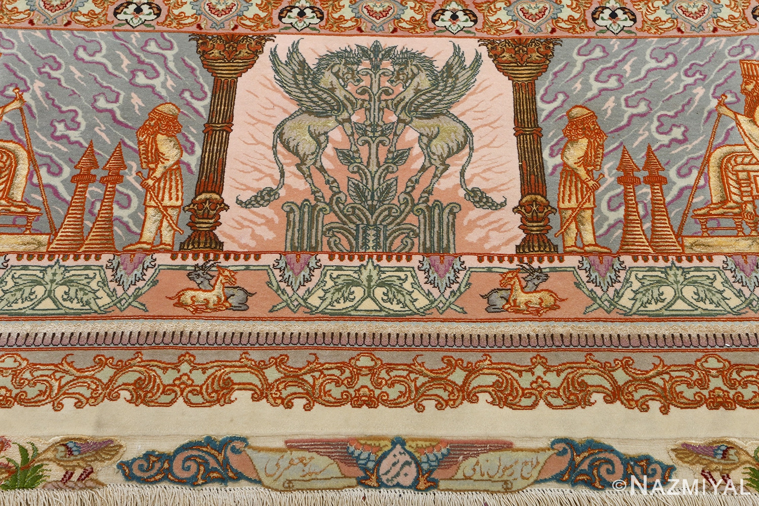 fine pictorial vintage tabriz persian rug 51070 unicorn Nazmiyal