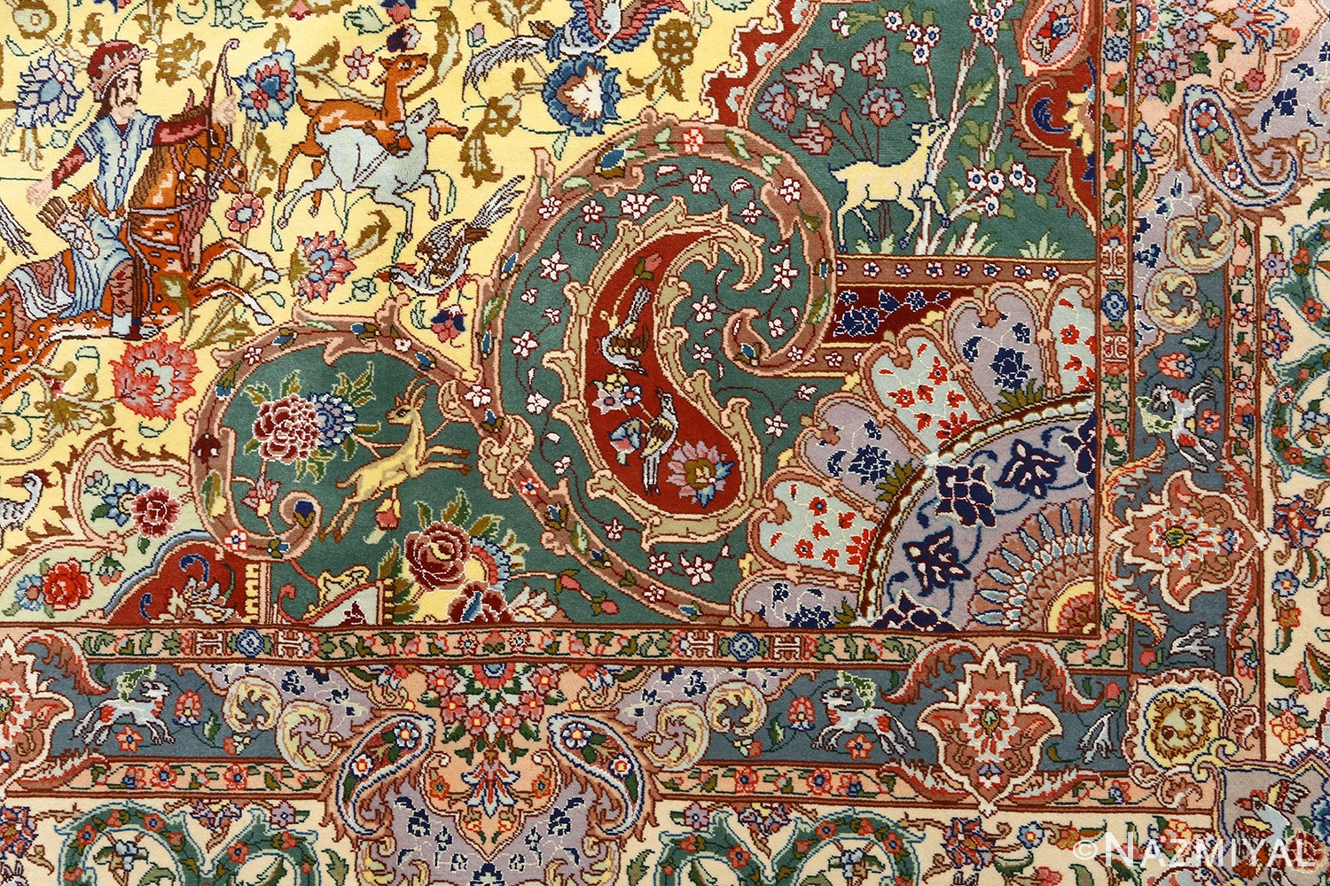 fine pictorial vintage tabriz persian rug 51074 corner Nazmiyal