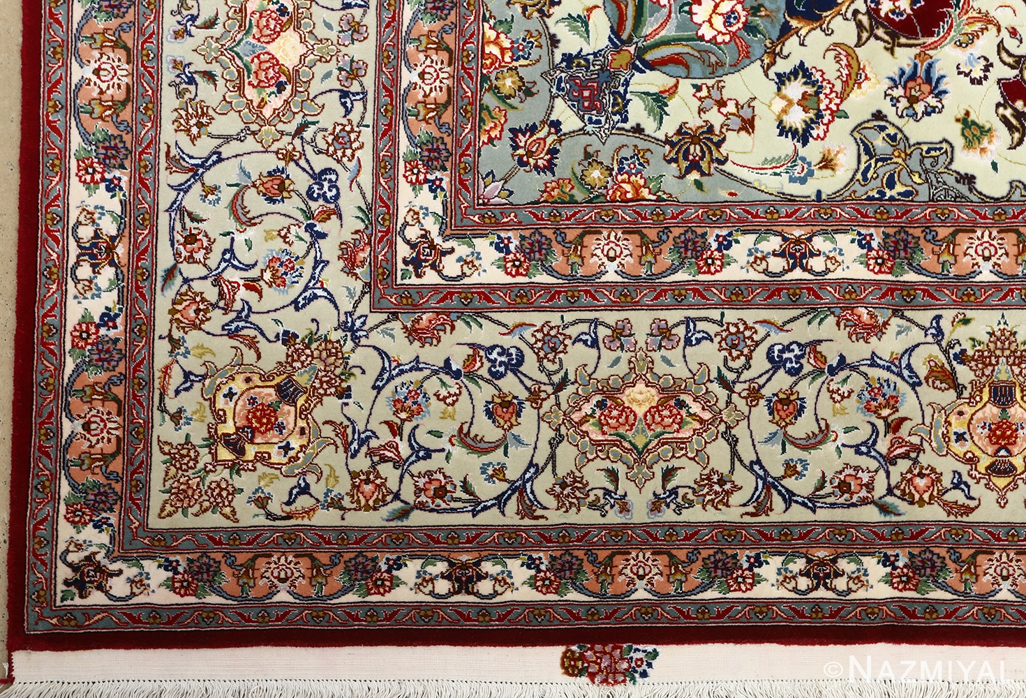 fine vintage floral tabriz persian rug 51106 corner Nazmiyal