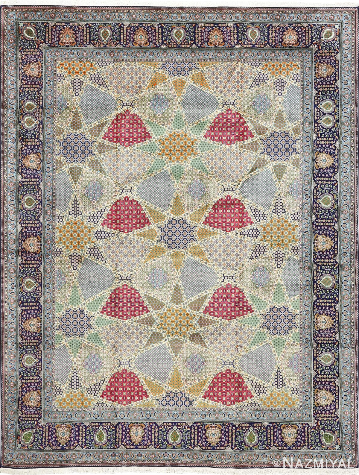 Fine Vintage Star Design Persian Tabriz Room Size Rug #51077 by Nazmiyal Antique Rugs