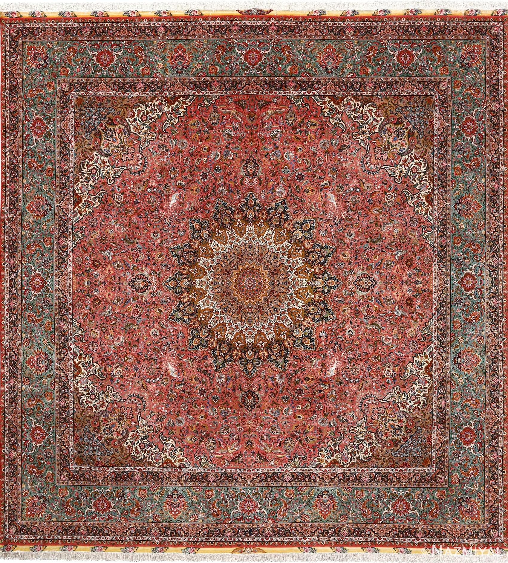 square animal motif vintage tabriz persian rug 51080 Nazmiyal